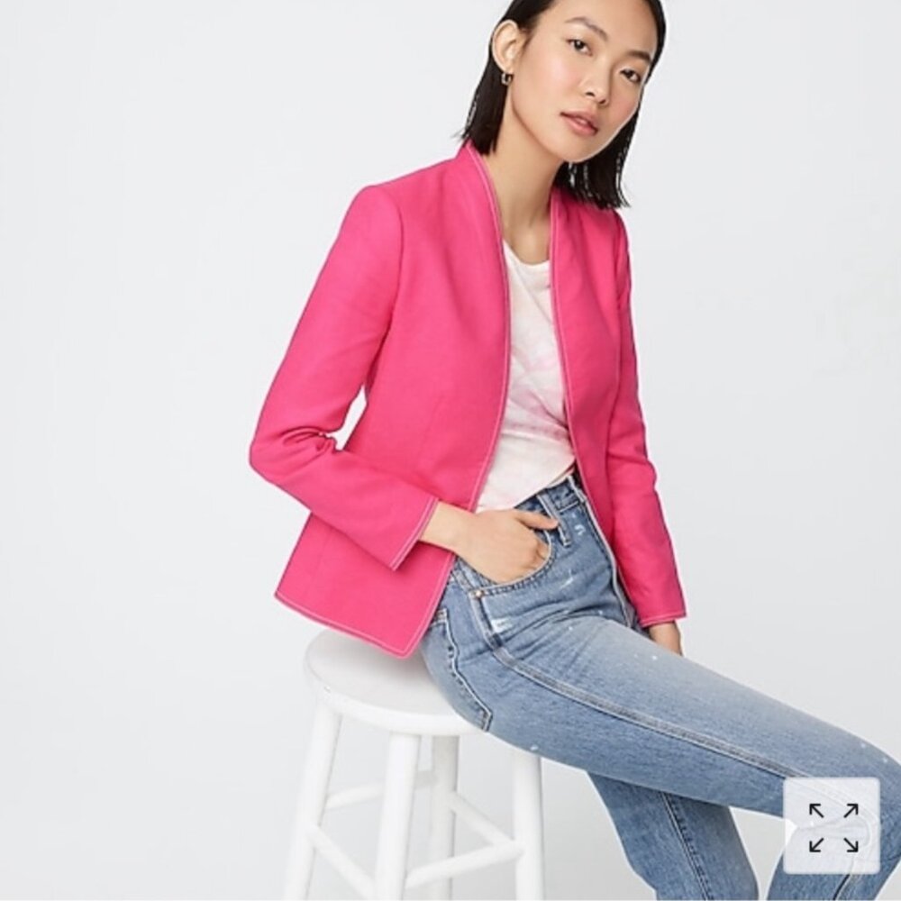 J. CREW Women's EUC "Going Out" Stretch Linen-Blend‎ Blazer Pink | Size 4